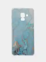 Светло-синий силиконовый чехол на Samsung Galaxy A8 2018 / Самсунг A8 2018 с рисунком, защита камеры
