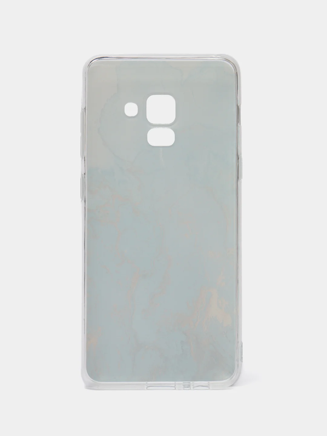 Светло-синий силиконовый чехол на Samsung Galaxy A8 2018 / Самсунг A8 2018 с рисунком, защита камеры