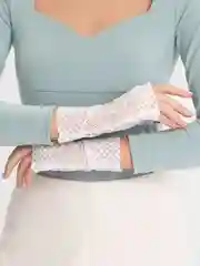 Белый перчатки без пальцев, митенки, сетчатые, кружевные, ажурные, свадебные, единый размер