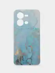 Светло-синий силиконовый чехол на Vivo V25/V25e / Виво V25/V25е прозрачный, с рисунком, защита камеры