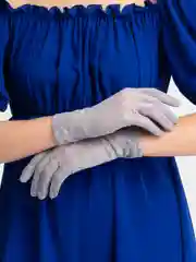 Серый перчатки женские, кружевные, прозрачные, ажурные, гипюровые