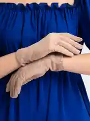 Бежевый перчатки женские, кружевные, прозрачные, ажурные, гипюровые