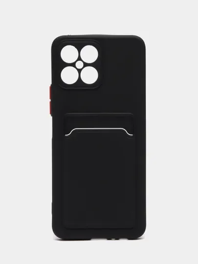 Силиконовый чехол для Honor X8 (Хонор Х8), с карманом для карт, прозрачный
