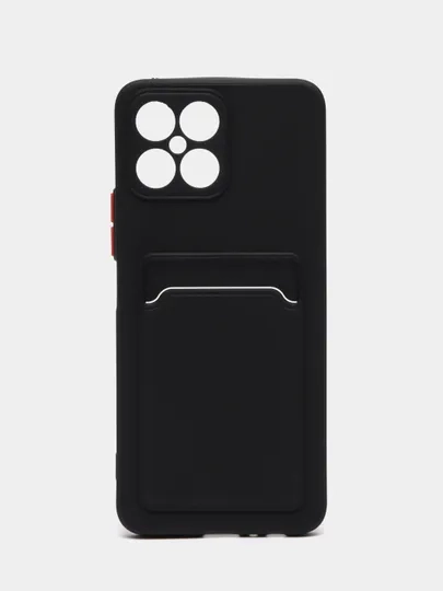 Силиконовый чехол для Honor X8 (Хонор Х8), с карманом для карт, прозрачный