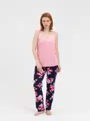 Розовый комплект женский, тройка: майка, брюки, халат, Lilians