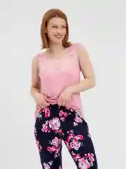 Розовый комплект женский, тройка: майка, брюки, халат, Lilians