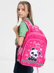 Рюкзак школьный, для девочки, Пифагор School, 1 отделение, 3 кармана, Panda time, 271406