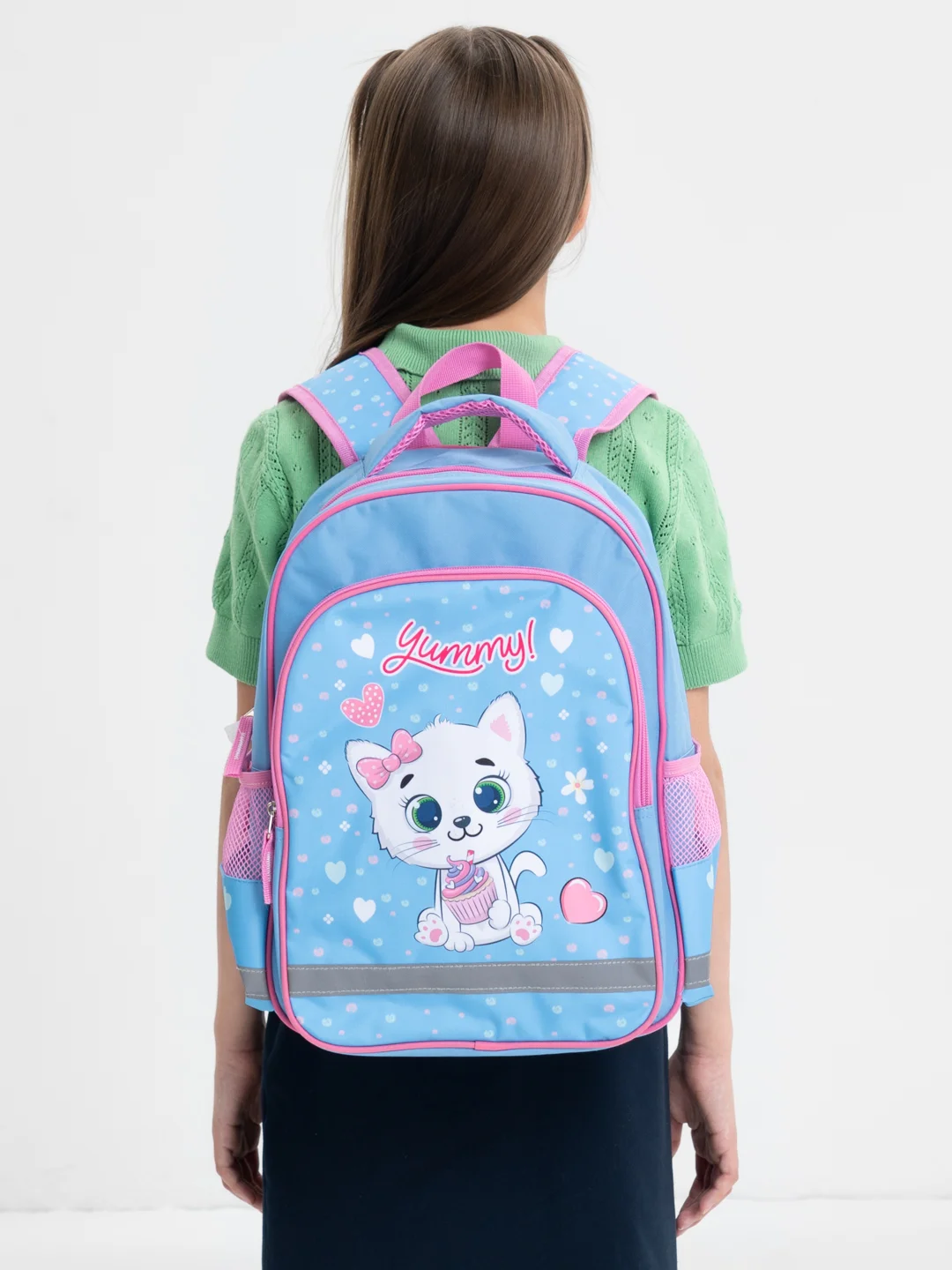 Рюкзак школьный для девочки Пифагор School, 1 отделение, 3 кармана, Yummy cupcake 271405