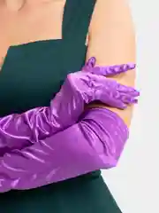 Фиолетовый атласные перчатки, удлиненные, выше локтя, 16 цветов
