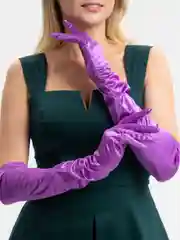 Фиолетовый атласные перчатки, удлиненные, выше локтя, 16 цветов