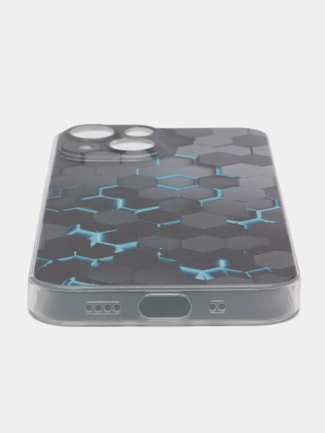 Бирюзовый силиконовый чехол на iPhone 13 mini / Айфон 13 mini, с рисунком, защита камеры