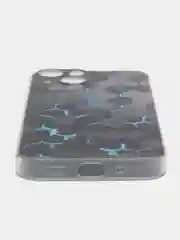 Бирюзовый силиконовый чехол на iPhone 13 mini / Айфон 13 mini, с рисунком, защита камеры
