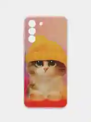 Желтый силиконовый чехол на Samsung Galaxy S21 FE / Самсунг S21 FE, с рисунком, защита камеры