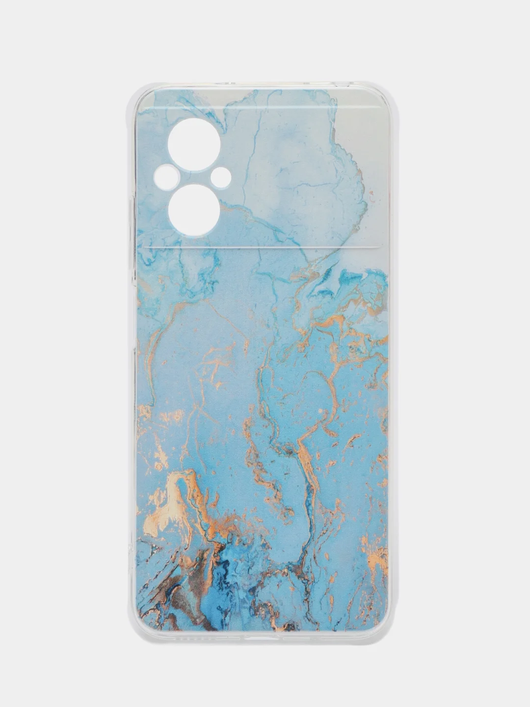 Светло-синий силиконовый чехол на Xiaomi Poco M5 / Сяоми Поко M5 прозрачный, с рисунком, защита камеры