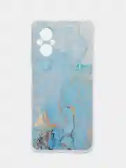 Светло-синий силиконовый чехол на Xiaomi Poco M5 / Сяоми Поко M5 прозрачный, с рисунком, защита камеры
