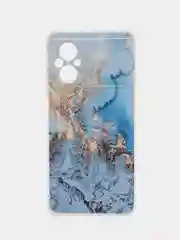 Голубой силиконовый чехол на Xiaomi Poco M5 / Сяоми Поко M5 прозрачный, с рисунком, защита камеры