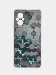 Бирюзовый силиконовый чехол на Xiaomi Poco M5 / Сяоми Поко M5 прозрачный, с рисунком, защита камеры