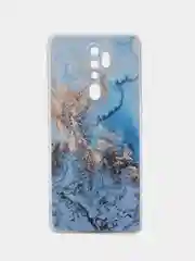 Голубой силиконовый чехол на Oppo A5 2020/Оппо A5/A9 2020, прозрачный, с рисунком, защита камеры