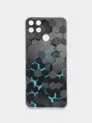 Бирюзовый силиконовый чехол на Realme Narzo 50A / Реалми Нарзо 50А с рисунком, защита камеры