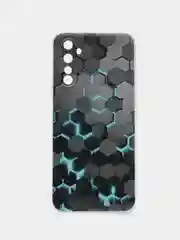 Бирюзовый силиконовый чехол на Realme 6 Pro / Реалми 6 Про прозрачный, с рисунком, защита камеры