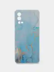 Светло-синий силиконовый чехол на Oppo A55 4G / Оппо А55 4G прозрачный, с рисунком, защита камеры