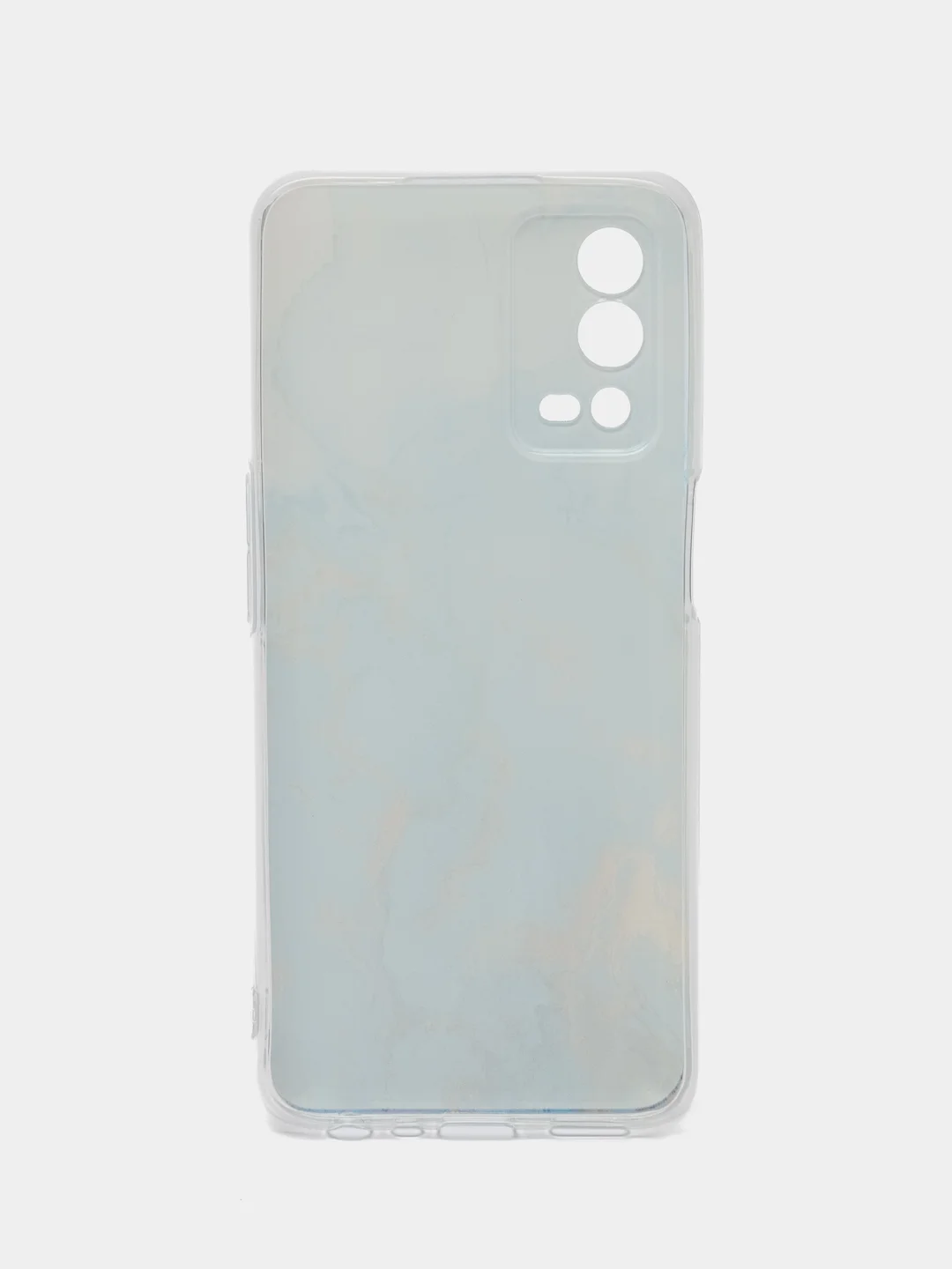 Светло-синий силиконовый чехол на Oppo A55 4G / Оппо А55 4G прозрачный, с рисунком, защита камеры