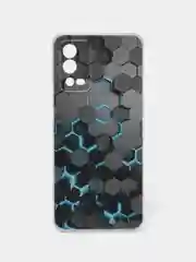 Бирюзовый силиконовый чехол на Oppo A55 4G / Оппо А55 4G прозрачный, с рисунком, защита камеры