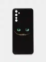 Черный силиконовый чехол на Realme 6 Pro / Реалми 6 Про прозрачный, с рисунком, защита камеры