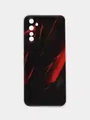Красный силиконовый чехол на Realme 6 Pro / Реалми 6 Про прозрачный, с рисунком, защита камеры