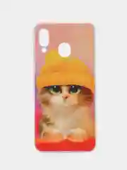 Желтый силиконовый чехол на Samsung Galaxy A30/A20 / Самсунг А30/А20 с рисунком, защита камеры