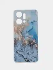 Голубой силиконовый чехол на Honor X7A / Хонор X7A прозрачный, с рисунком, защита камеры