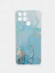 Светло-синий чехол на Infinix SMART 6 / Инфиникс Смарт 6 прозрачный, с рисунком, защита камеры