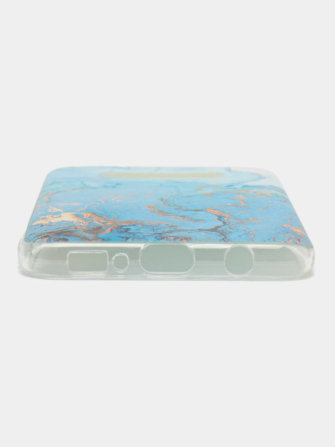 Голубой чехол на Samsung Galaxy S10 Plus / Самсунг S10 Plus прозрачный, с рисунком, защита камеры