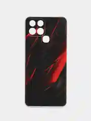 Красный чехол на Infinix SMART 6 / Инфиникс Смарт 6 прозрачный, с рисунком, защита камеры