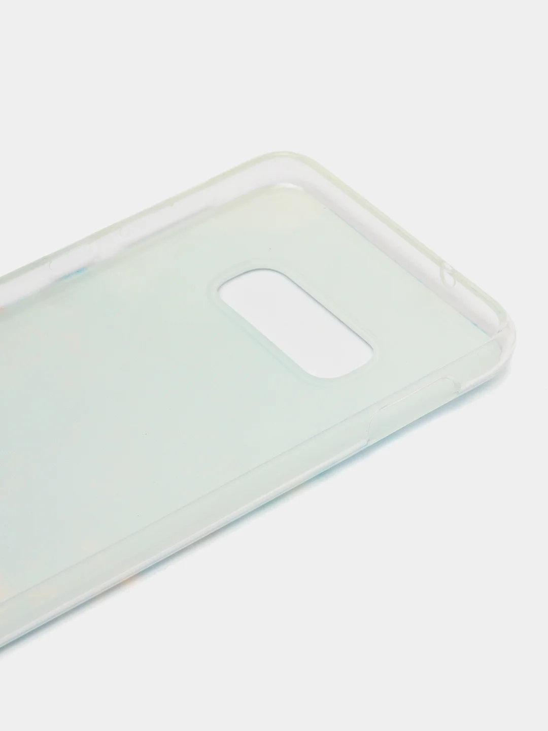 Светло-синий силиконовый чехол на Samsung Galaxy S10E / Самсунг S10E с рисунком, защита камеры