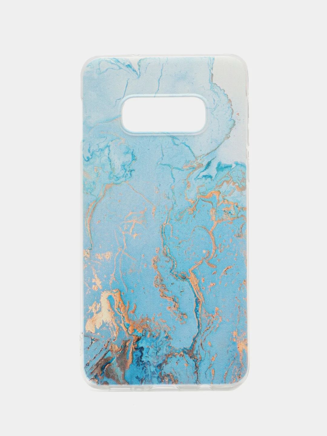 Светло-синий силиконовый чехол на Samsung Galaxy S10E / Самсунг S10E с рисунком, защита камеры