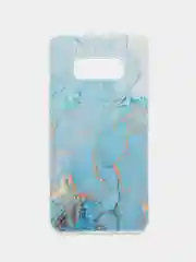 Светло-синий силиконовый чехол на Samsung Galaxy S10E / Самсунг S10E с рисунком, защита камеры