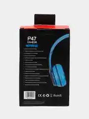 Синий беспроводные блютуз наушники P47 накладные, Bluetooth/Плеер MicroSD/AUX