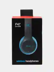 Синий беспроводные блютуз наушники P47 накладные, Bluetooth/Плеер MicroSD/AUX