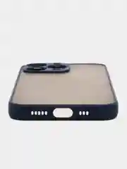 Темно-синий накладка для IPhone 13 Pro (6,1), матовая, с цветными краями + защита камеры