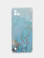 Светло-синий силиконовый чехол на Oppo Realme C11 2021 / Реалми С11 2021 с рисунком, защита камеры