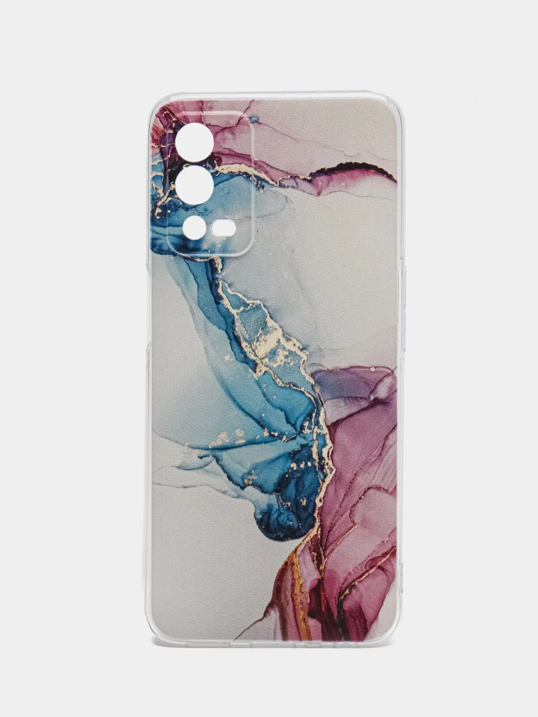 Ледяной силиконовый чехол на Oppo A55 4G / Оппо А55 4G прозрачный, с рисунком, защита камеры