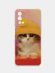 Желтый силиконовый чехол на Oppo A55 4G / Оппо А55 4G прозрачный, с рисунком, защита камеры