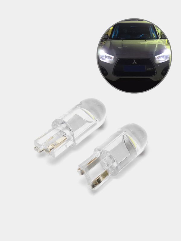 Светодиодные габаритные LED лампочки 2 шт лампы/огни/габаритки T10/W5W, теплый-белый цвет
