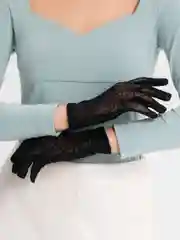Черный перчатки сетчатые, кружевные, ажурные, свадебные, для фотосессий, единый размер