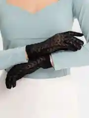 Черный перчатки женские, кружевные, прозрачные, ажурные, гипюровые