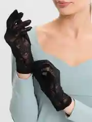 Черный перчатки женские кружевные, прозрачные, ажурные, гипюровые