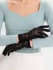 Черный перчатки женские кружевные, прозрачные, ажурные, гипюровые