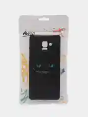 Черный чехол на Samsung Galaxy A8 Plus 2018 / Самсунг A8 Plus с рисунком, защита камеры