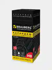 Карандаш чернографитный BRAUBERG, 5 шт., "Touch line", НВ, черный, без резинки, заточенный